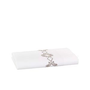 Sferra Argento Egyptian Cotton Percale Flat Sheet Full/Queen White/Grey NWT $395